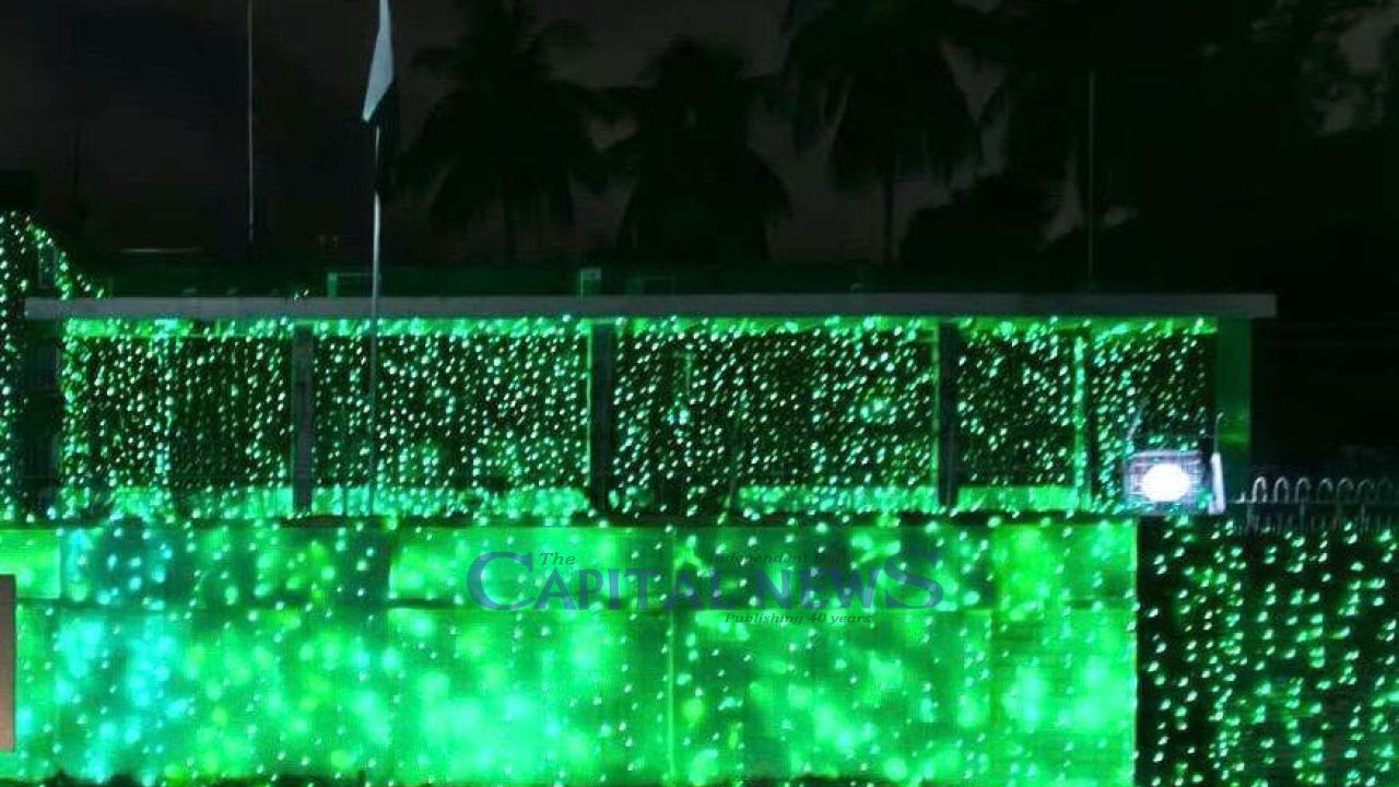 Pakistan High Commission in Dhaka illuminated in green to mark Prophet Muhammad’s ﷺ Birth anniv